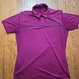 Nike Golf Dri-Fit Polo Shirt Mens Medium Magenta Athletic Golf Shirt